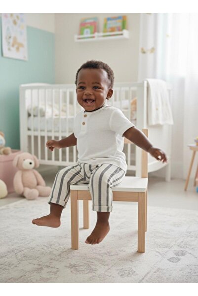 Tiffany Baby Stripe Theme Keten Pantolon 16031