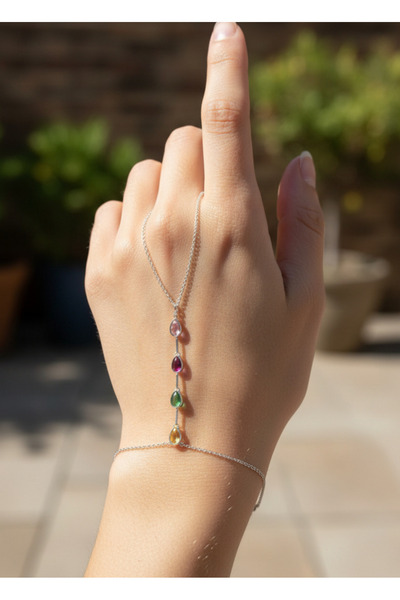 BİJU YILMAZ Vip Silver Colored Drop Stone Shahmeran - 26Shm45