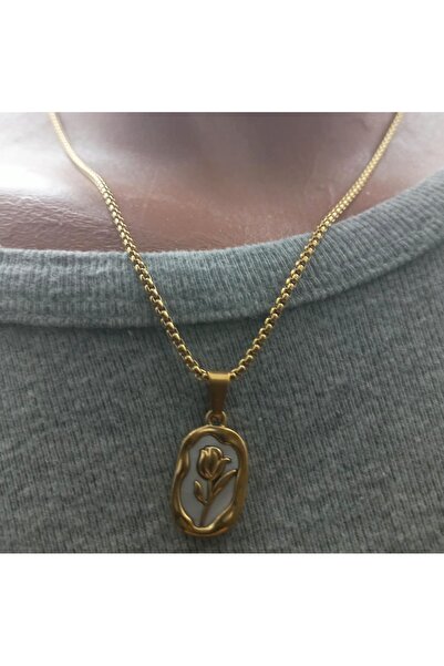 Mihasem Lant si medalion INOX placat dama femei