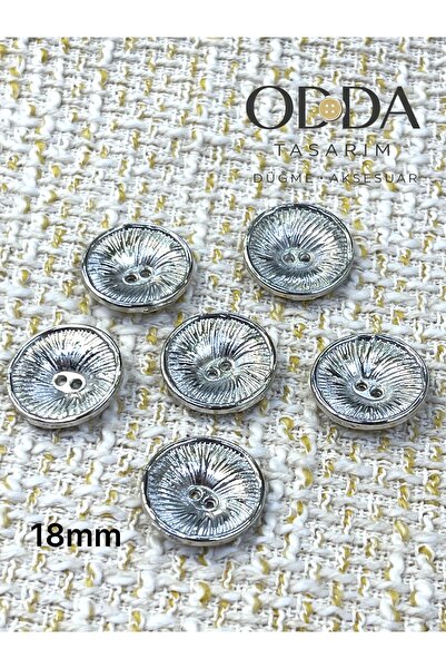 ODDA TASARIM ATÖLYESİ 18MM M.ANGO MODEL METAL USTTEN DELIKLI 6 li DUGME SETI