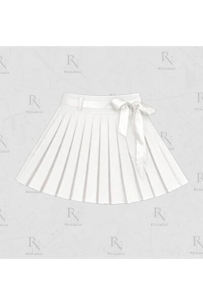 NACAR STYLİSH Pleated Skirt with White Ribbon Accessories