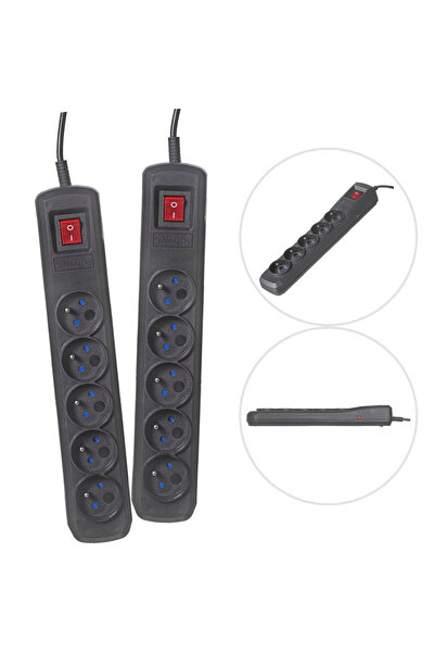 Surge CABLU PRELUNGITOARE PROTECTOR 1.5M 5 PRIZE NEGRU SET DE 2