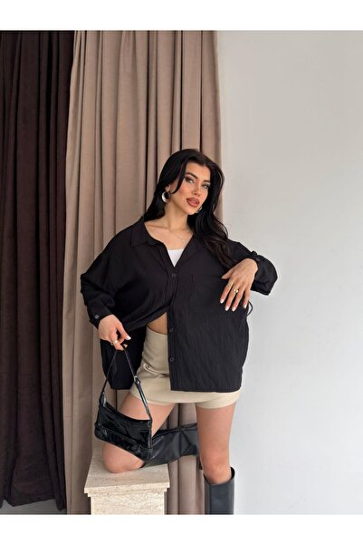 DONNA LISSA Modal Fabric Pocket Detailed Oversize Premium Shirt