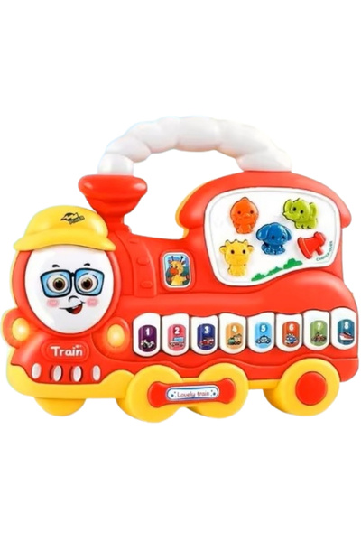 LİTTLE ANGELS لعبة قطار موسيقي للأطفال من ليتل أنجل مع أضواء وتعليم - أزرق/أحمر