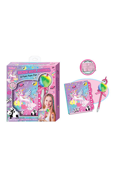 Generic Secret Lock Journal Pom Pom Kalem