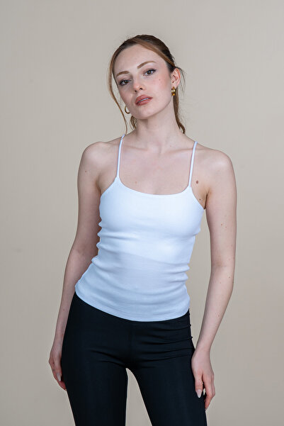 MissVina Cropped Cotton Tank Top with Drawstring 447