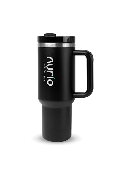 Nurio Stainless Steel Thermal Bottle With Straw and Handle Nurio- -Black