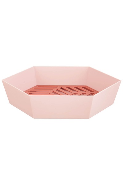 Thirty Three Design Fruit, vegetable, food basket, pink, with red drain tray,...