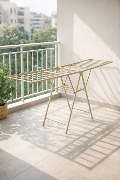 MARIA HOMES Beige Foldable Clothes Drying Rack 185x45x93 cm – Laundry Airer S...