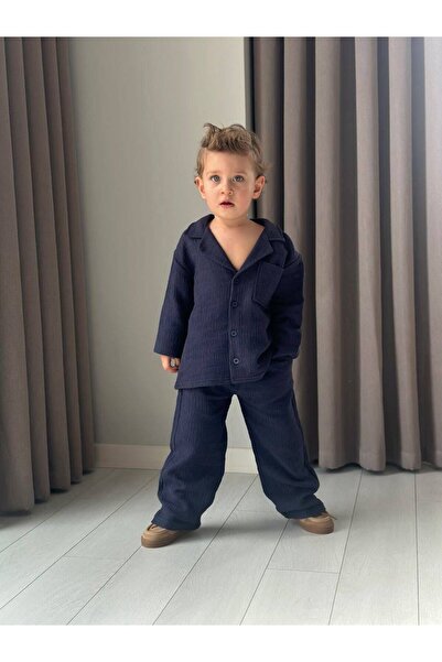 YİGİT BUTİK Set cămașă și pantaloni scurți din muselină pentru băieți