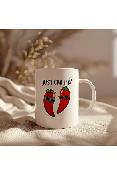 BB TRADE Just Chillin Designed White Ceramic Printed Mug 330ml