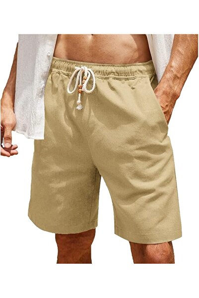 Other Șorturi Cargo Chino din In, Bermude Bărbați, Talie Elastică, Mărimea 34...