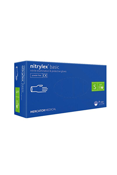 Mercator Nitrile examination gloves, Basic blue protection, S