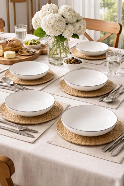 Güral Porselen Bilbao 6 Piece Dinner Set Platinum