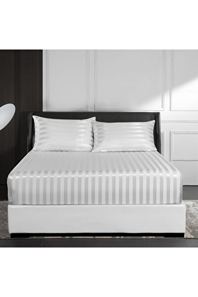 Other Stretchy Bed Sheet - Silk satin - 200x200 cm, Mattress 25-30 cm, Beige-...