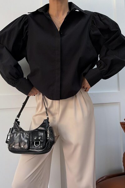 mylove Balloon Sleeve Shirt Black