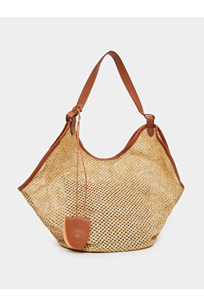 Styli Brown Straw Shoulder Bag