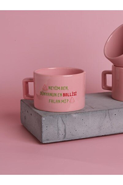 Çabri Gonzalez Pink Ceramic 200 ml Mug – “What Am I? the Most Expensive Thing...