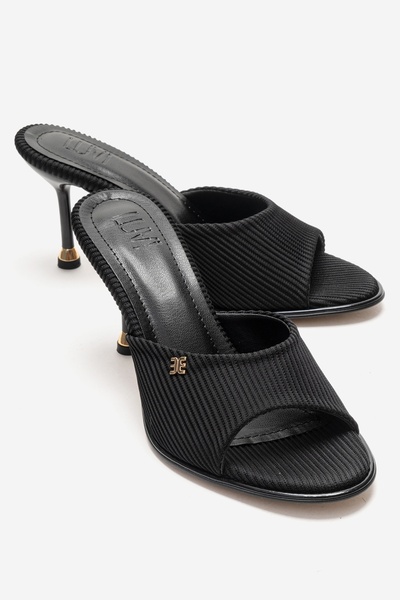 LuviShoes Wendy Black Women's Thin Heeled Slippers