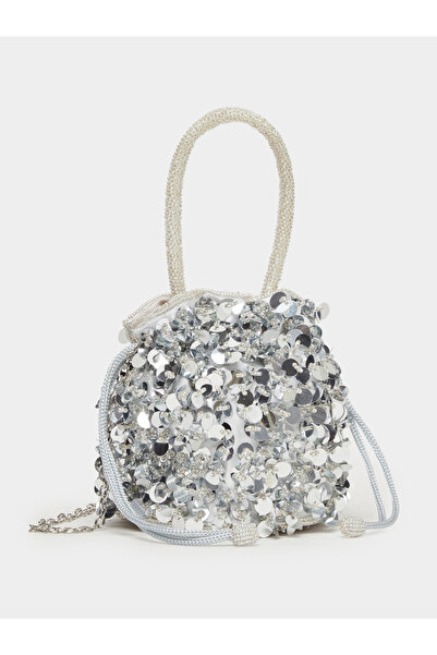 Styli Silver Sequin Bucket Bag