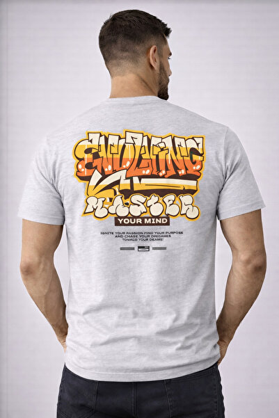 herkesemoda Your Mint Text Detailed Basic T-Shirt