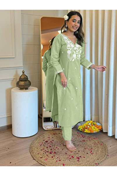 MYSMAR Green Rayon Salwar Kameez Set - FFT5824 | Green