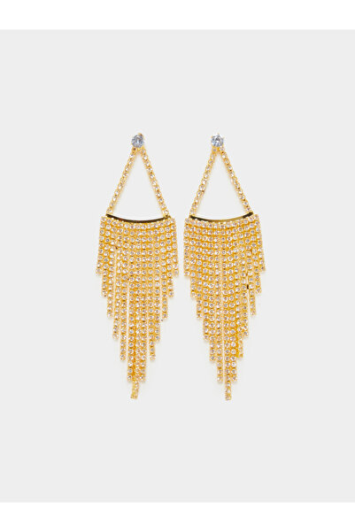 Styli Gold Rhinestone Dangle Earrings
