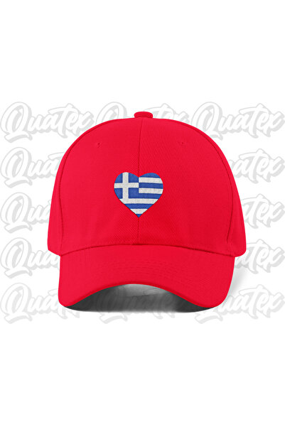 QUATEX Greece Embroidered Country Flag Hat - Red Color 100% Cotton Gabardine ...