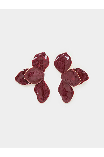 Styli Red Enamel Flower Earrings