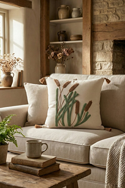 cottoncloth غطاء وسادة مزخرف بنمط بوهيمي مطرز مقاس 42x42 سم من القطن والكتان ...