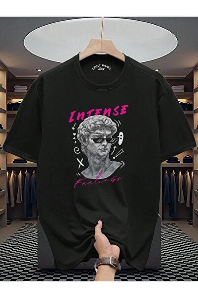 Rivox Unisex Black Oversize T-Shirt Cotton Fabric Intense Printed