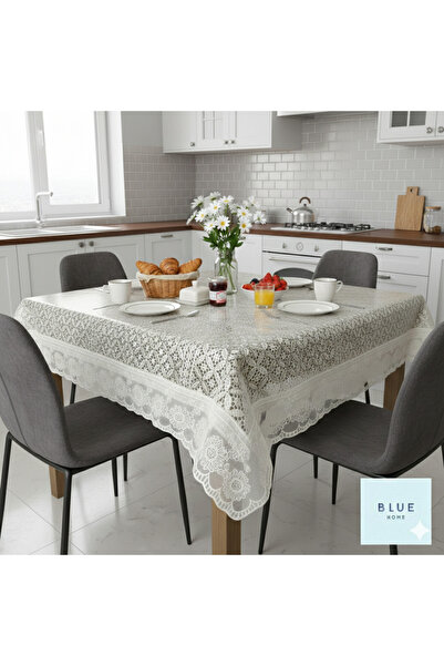 Blue Home 🆕   Lace-Looking Easy-To-Clean Liquid-Proof Hole-Free Pvc Tableclo...