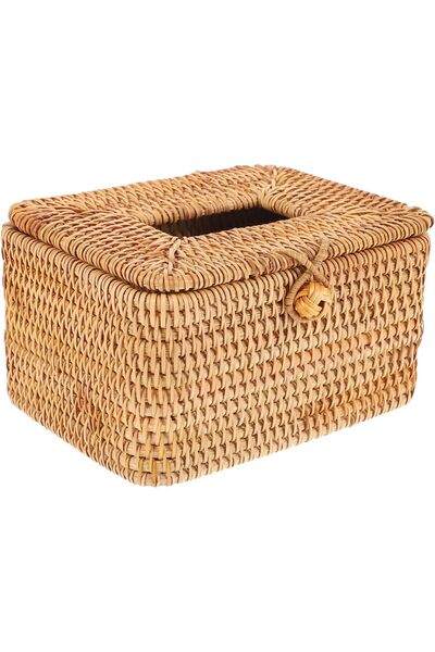 Store Handmade Rattan Tissue Box - Decorative Organizer for Living Room and B...
