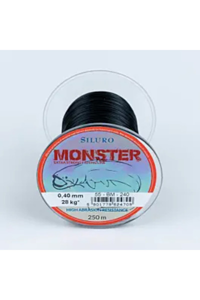 MONSTER Fir de pescuit Siluro, nailon, 0.4 mm, 250 m, Negru