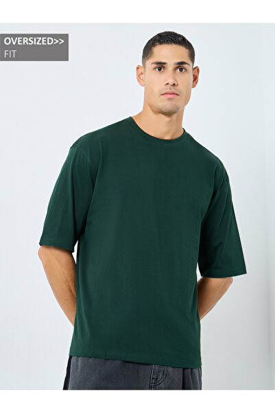 Styli Men Oversized Mock Neck T-Shirt
