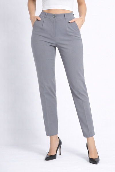 mezozoik Women's High Waist Narrow Leg Fit Palazzo Ankle Length Trousers