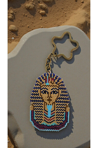 SEARD Miyuki Beads Handmade Cleopatra Egyptian Pharaoh Keychain/Bag Ornament 1