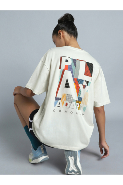 Cult By Styli Women White Back Print Oversized T-Shirt