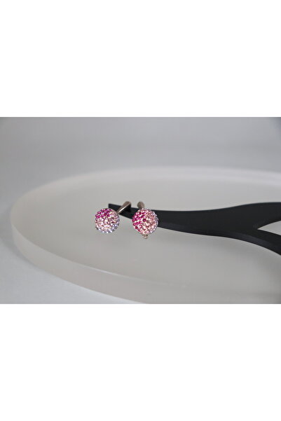 atellier47 Silver earrings with pink-purple Swarovski crystals