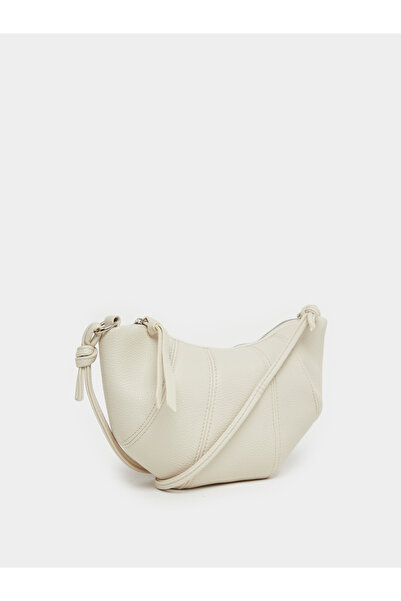 Styli White Plain Shoulder Bag with Zip Closure