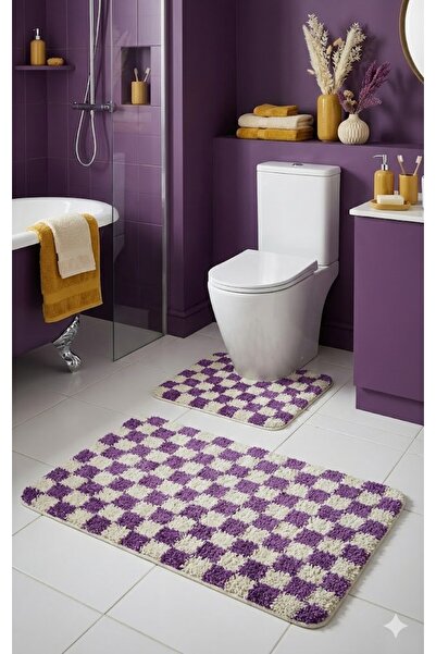 EUROBANO Chess Checkerboard Patterned Latex Non-Slip Base Machine Washable 2-...