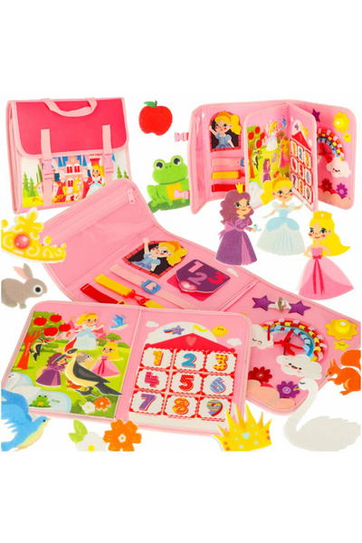 Ikonka Carte senzoriala de manipulare pentru copii pink princess, din pasla, ...