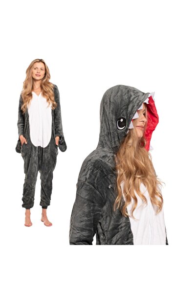 Other Pijama Kigurumi model rechin gri — salopetă întreagă onesie damă, costu...