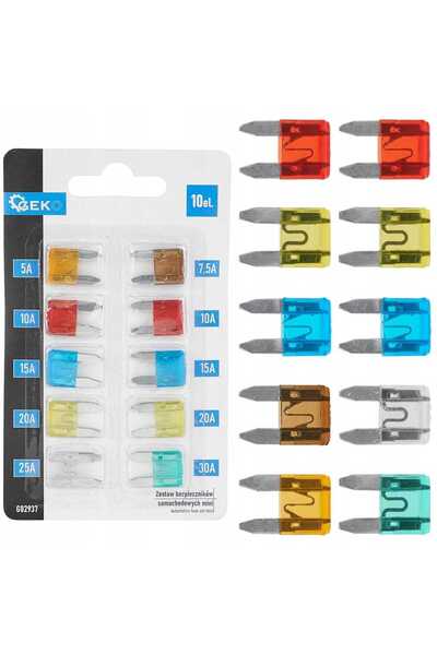 Other ZESTAW BEZPIECZNIKÓW SAMOCHODOWYCH MINI BEZPIECZNIKI 10SZT. 5-30A GEKO