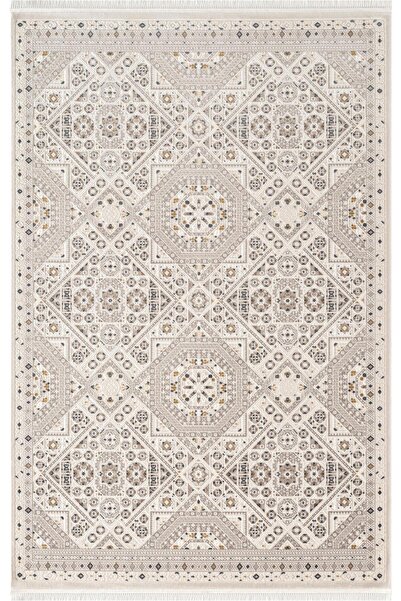 Karmen Halı Look Classıc LK002G Geometrik Desen Krem Gri Akrilik Yumuşak Tozu...