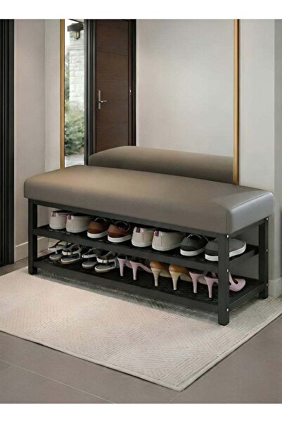 Taimi Stylish and Modern Shoe Cabinet 80x32x15cm-With a Two-Tier Leather Stor...