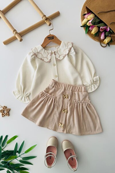Minigimin Cicileri My Little Girl's 2-Piece Set with Velvet Skirt and Bow But...