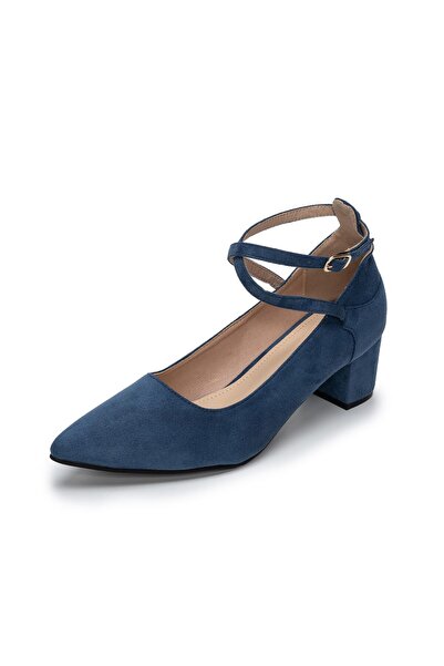 Other Women's Stiletto Shoes - Shiny Eco- Leather , Stable Heel, Belt - Blue,...