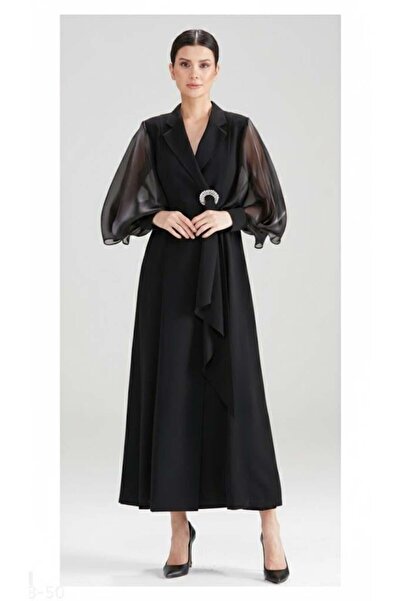 CLIO KOLLARI ŞİFONLU UZUN CEKETLİ BÜYÜK BEDEN TAKIM