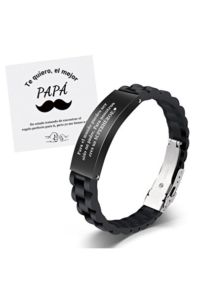 Other Brățară Bărbătească MANVEN - Piele Naturală și Oțel 316L - Gravură Te Q...